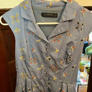 Vintage style (1940s inspired) dress with synchronized swimmers and pockets size